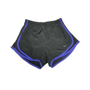 Nike Dri Fit Tempo Lined Running Shorts Black Purple Trim Womens Size Small